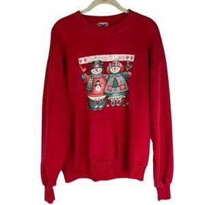 Vintage Christmas Americana Snowman crew neck sweatshirt size large
